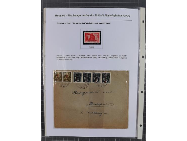 1945/46, exhibition collection “The stamps during the 1945-46 Hyperinflation Period” with stamps and around 210 covers, cards