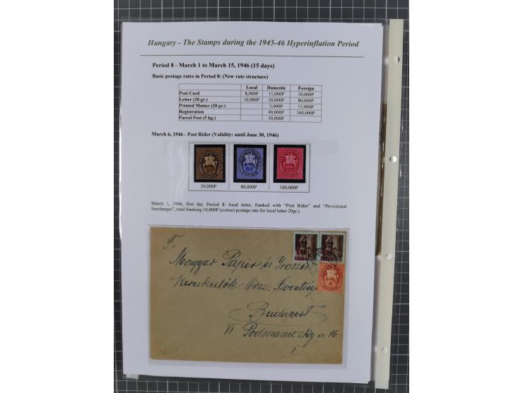1945/46, exhibition collection “The stamps during the 1945-46 Hyperinflation Period” with stamps and around 210 covers, cards