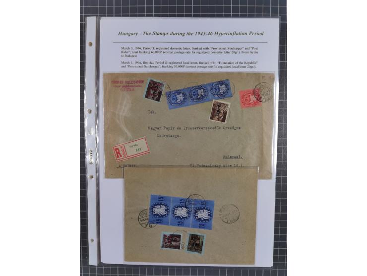 1945/46, exhibition collection “The stamps during the 1945-46 Hyperinflation Period” with stamps and around 210 covers, cards