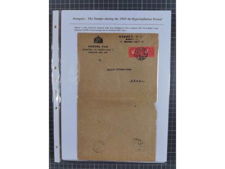 1945/46, exhibition collection “The stamps during the 1945-46 Hyperinflation Period” with stamps and around 210 covers, cards