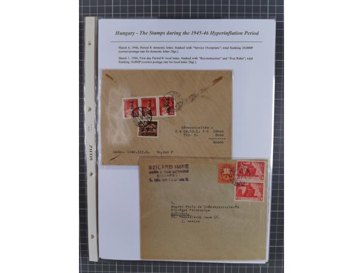 1945/46, exhibition collection “The stamps during the 1945-46 Hyperinflation Period” with stamps and around 210 covers, cards