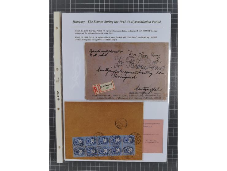 1945/46, exhibition collection “The stamps during the 1945-46 Hyperinflation Period” with stamps and around 210 covers, cards