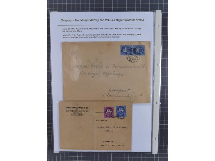 1945/46, exhibition collection “The stamps during the 1945-46 Hyperinflation Period” with stamps and around 210 covers, cards