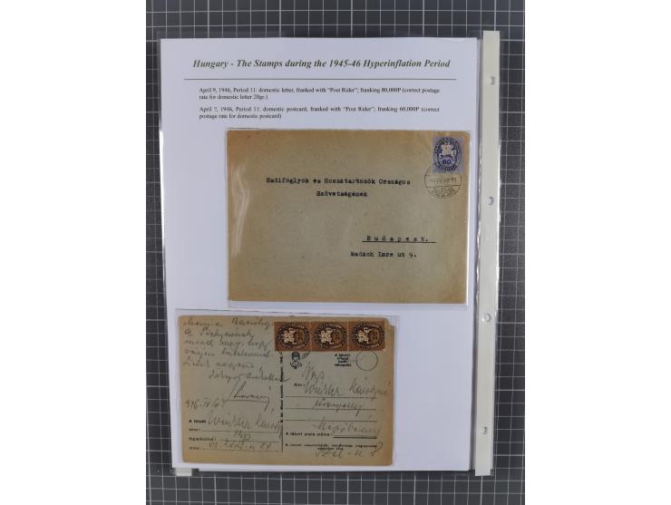 1945/46, exhibition collection “The stamps during the 1945-46 Hyperinflation Period” with stamps and around 210 covers, cards