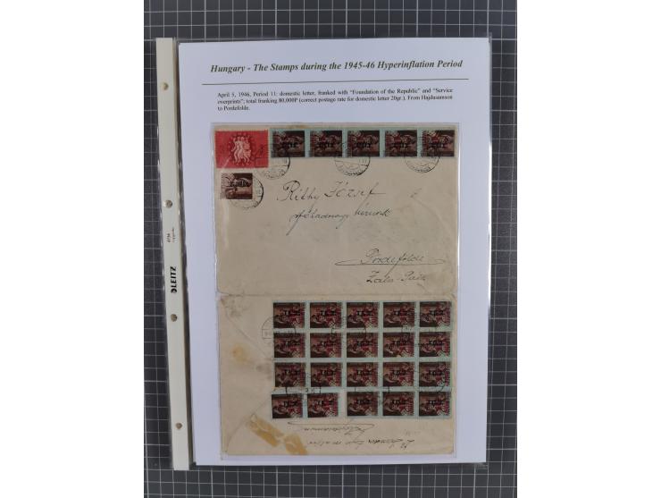 1945/46, exhibition collection “The stamps during the 1945-46 Hyperinflation Period” with stamps and around 210 covers, cards