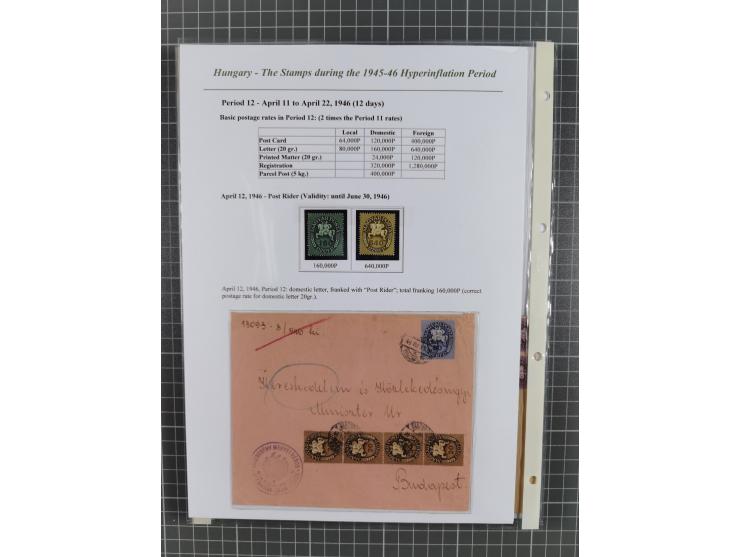 1945/46, exhibition collection “The stamps during the 1945-46 Hyperinflation Period” with stamps and around 210 covers, cards