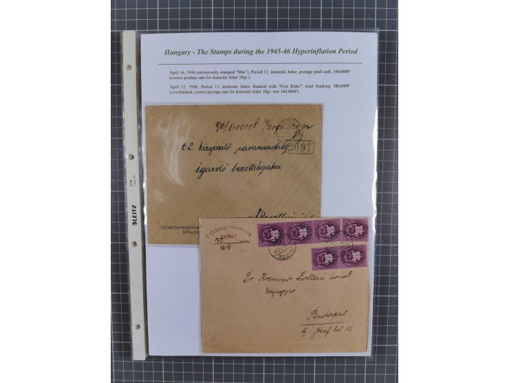 1945/46, exhibition collection “The stamps during the 1945-46 Hyperinflation Period” with stamps and around 210 covers, cards