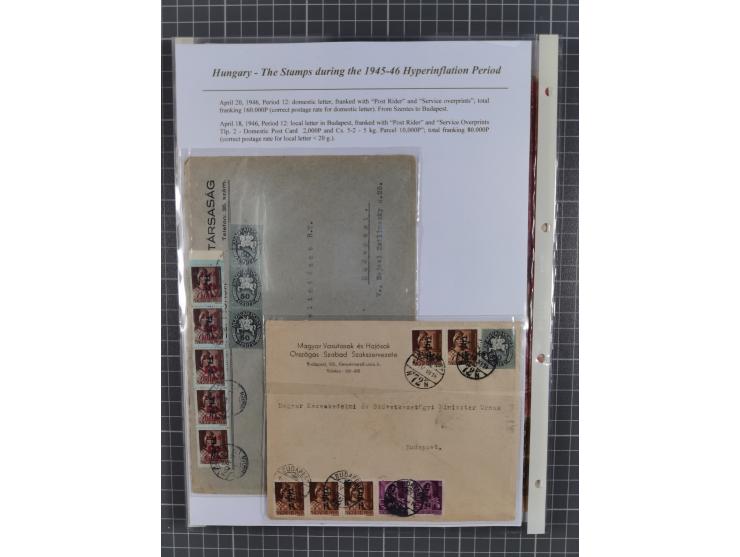 1945/46, exhibition collection “The stamps during the 1945-46 Hyperinflation Period” with stamps and around 210 covers, cards