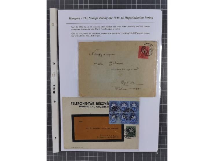 1945/46, exhibition collection “The stamps during the 1945-46 Hyperinflation Period” with stamps and around 210 covers, cards