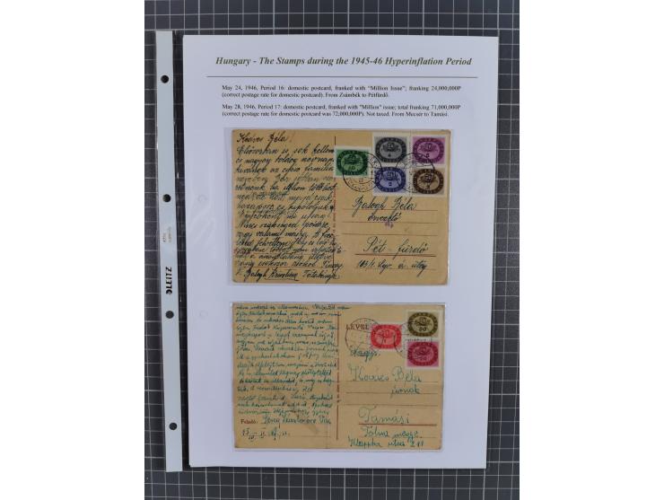 1945/46, exhibition collection “The stamps during the 1945-46 Hyperinflation Period” with stamps and around 210 covers, cards