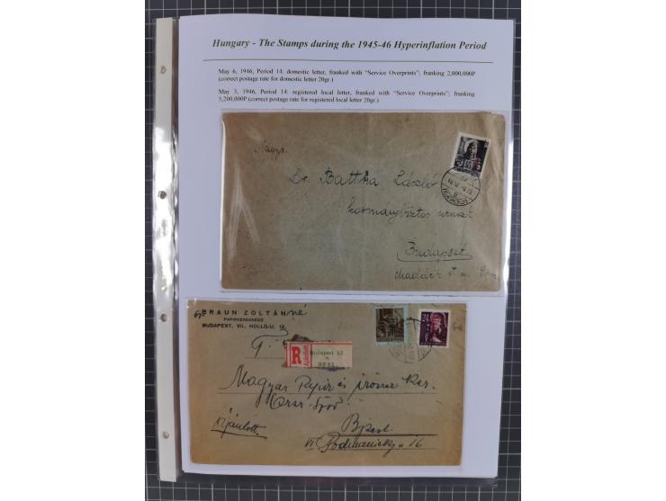 1945/46, exhibition collection “The stamps during the 1945-46 Hyperinflation Period” with stamps and around 210 covers, cards