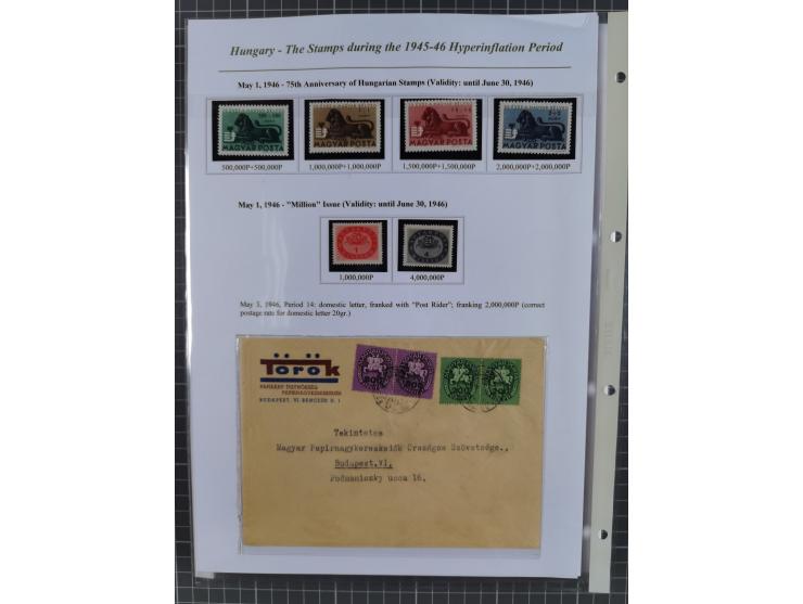 1945/46, exhibition collection “The stamps during the 1945-46 Hyperinflation Period” with stamps and around 210 covers, cards