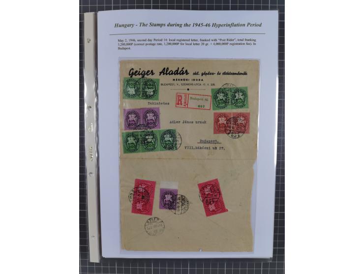 1945/46, exhibition collection “The stamps during the 1945-46 Hyperinflation Period” with stamps and around 210 covers, cards