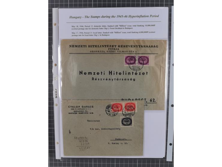 1945/46, exhibition collection “The stamps during the 1945-46 Hyperinflation Period” with stamps and around 210 covers, cards