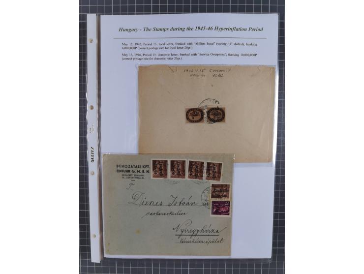 1945/46, exhibition collection “The stamps during the 1945-46 Hyperinflation Period” with stamps and around 210 covers, cards