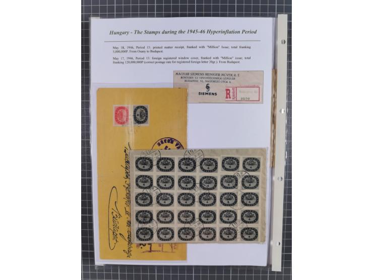 1945/46, exhibition collection “The stamps during the 1945-46 Hyperinflation Period” with stamps and around 210 covers, cards