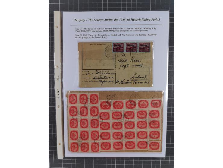 1945/46, exhibition collection “The stamps during the 1945-46 Hyperinflation Period” with stamps and around 210 covers, cards