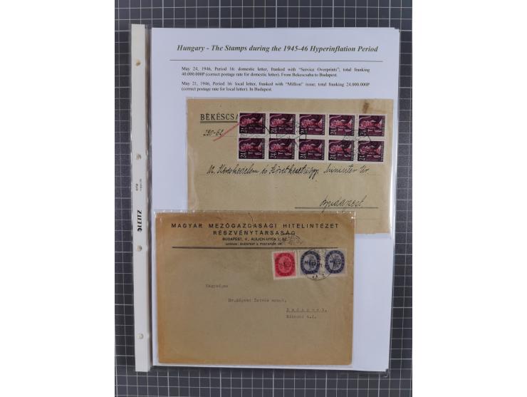 1945/46, exhibition collection “The stamps during the 1945-46 Hyperinflation Period” with stamps and around 210 covers, cards