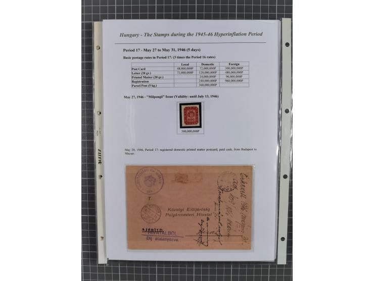 1945/46, exhibition collection “The stamps during the 1945-46 Hyperinflation Period” with stamps and around 210 covers, cards