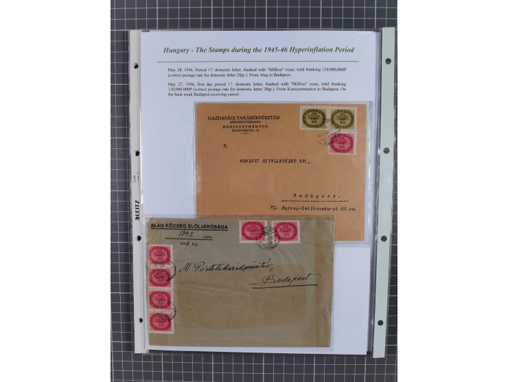 1945/46, exhibition collection “The stamps during the 1945-46 Hyperinflation Period” with stamps and around 210 covers, cards