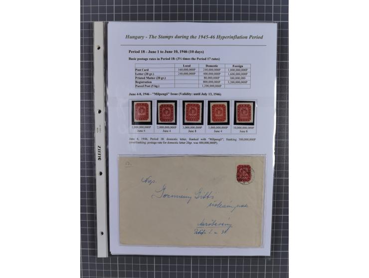 1945/46, exhibition collection “The stamps during the 1945-46 Hyperinflation Period” with stamps and around 210 covers, cards