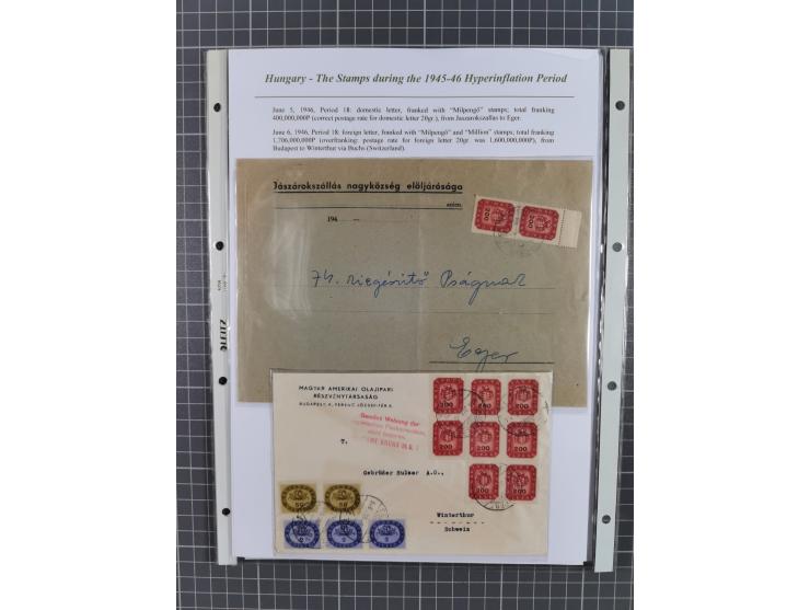 1945/46, exhibition collection “The stamps during the 1945-46 Hyperinflation Period” with stamps and around 210 covers, cards