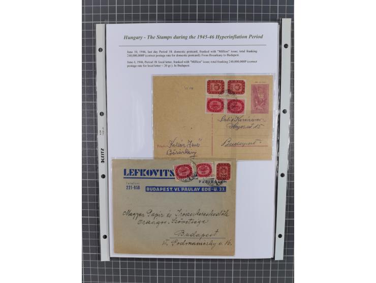 1945/46, exhibition collection “The stamps during the 1945-46 Hyperinflation Period” with stamps and around 210 covers, cards