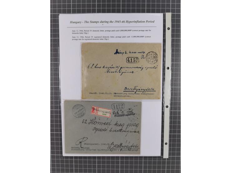 1945/46, exhibition collection “The stamps during the 1945-46 Hyperinflation Period” with stamps and around 210 covers, cards