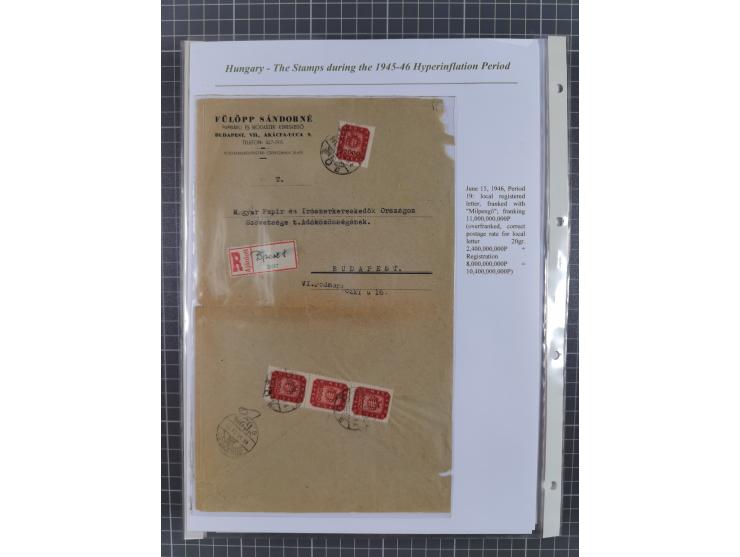 1945/46, exhibition collection “The stamps during the 1945-46 Hyperinflation Period” with stamps and around 210 covers, cards