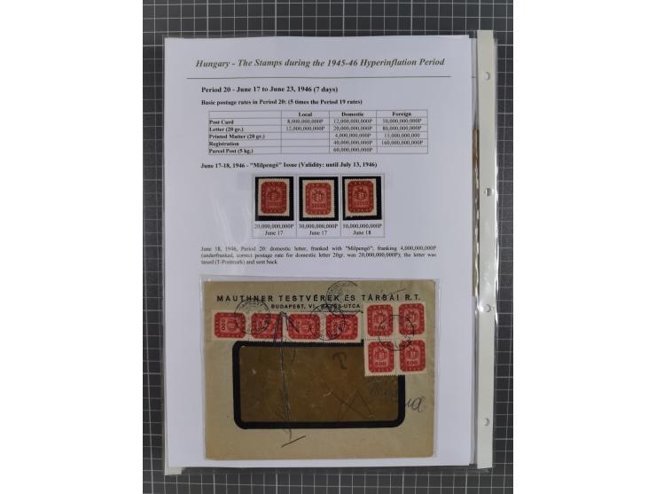 1945/46, exhibition collection “The stamps during the 1945-46 Hyperinflation Period” with stamps and around 210 covers, cards