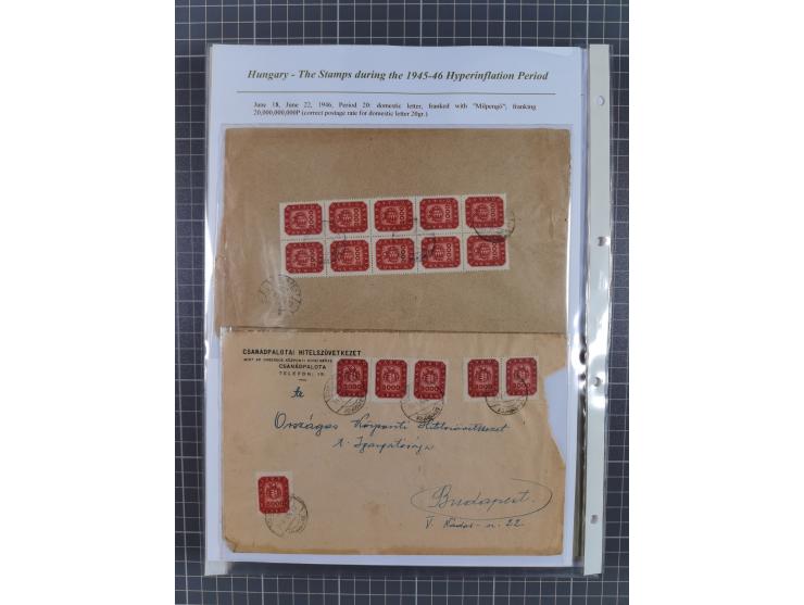 1945/46, exhibition collection “The stamps during the 1945-46 Hyperinflation Period” with stamps and around 210 covers, cards