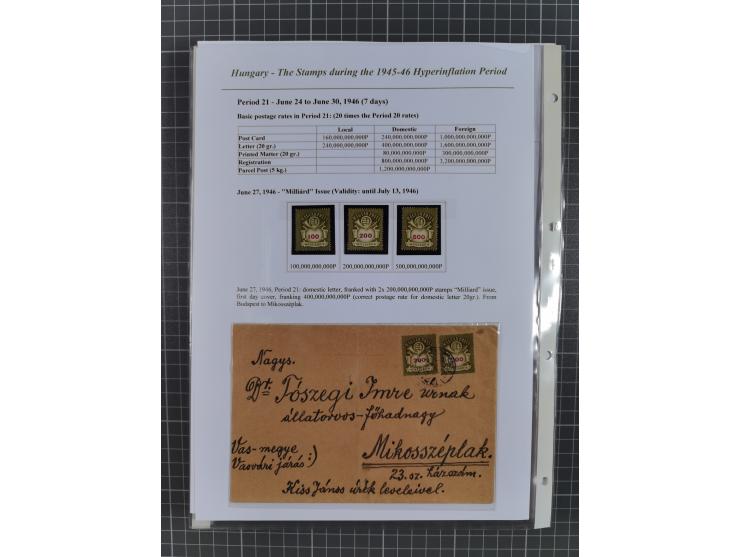 1945/46, exhibition collection “The stamps during the 1945-46 Hyperinflation Period” with stamps and around 210 covers, cards