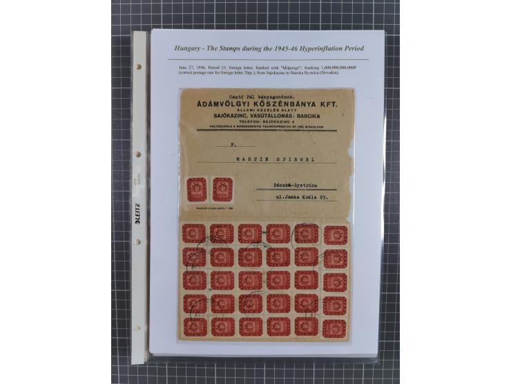 1945/46, exhibition collection “The stamps during the 1945-46 Hyperinflation Period” with stamps and around 210 covers, cards