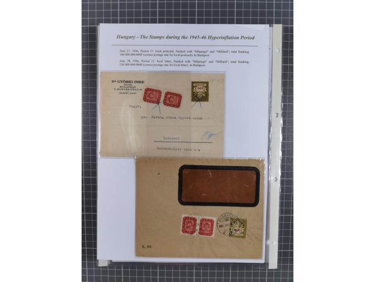 1945/46, exhibition collection “The stamps during the 1945-46 Hyperinflation Period” with stamps and around 210 covers, cards