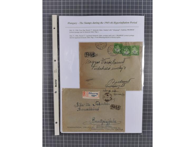 1945/46, exhibition collection “The stamps during the 1945-46 Hyperinflation Period” with stamps and around 210 covers, cards