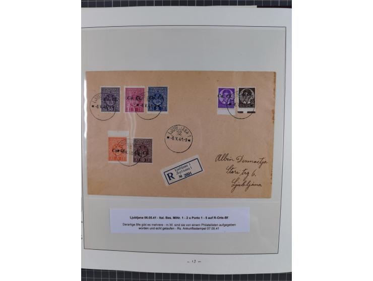 1944, meist ungebraucht/postfrische Sammlung mit wenigen Belegen, dazu netter Teil italienische Besetzung Laibach mit Briefen
