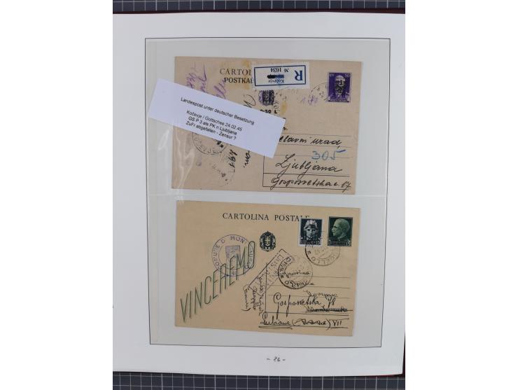 1944, meist ungebraucht/postfrische Sammlung mit wenigen Belegen, dazu netter Teil italienische Besetzung Laibach mit Briefen