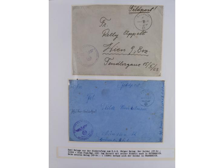 1941/46, interessante Sammlung “Der Krieg in der Wüste” mit vielen verschiedenen Einheiten und Feldpoststempeln, R-Dienstbrie