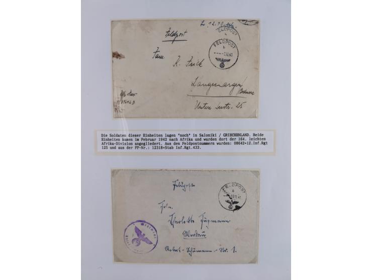 1941/46, interessante Sammlung “Der Krieg in der Wüste” mit vielen verschiedenen Einheiten und Feldpoststempeln, R-Dienstbrie