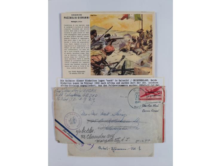 1941/46, interessante Sammlung “Der Krieg in der Wüste” mit vielen verschiedenen Einheiten und Feldpoststempeln, R-Dienstbrie