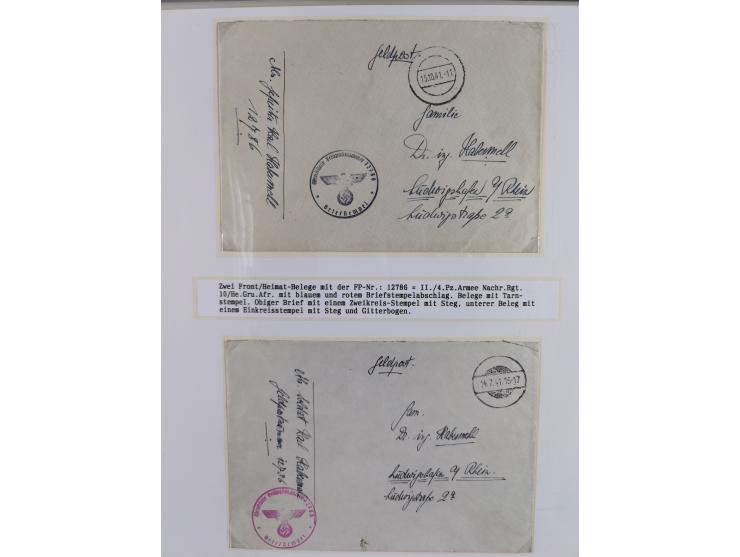 1941/46, interessante Sammlung “Der Krieg in der Wüste” mit vielen verschiedenen Einheiten und Feldpoststempeln, R-Dienstbrie