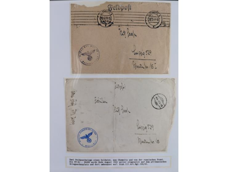 1941/46, interessante Sammlung “Der Krieg in der Wüste” mit vielen verschiedenen Einheiten und Feldpoststempeln, R-Dienstbrie