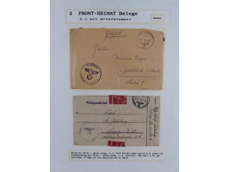 1941/46, interessante Sammlung “Der Krieg in der Wüste” mit vielen verschiedenen Einheiten und Feldpoststempeln, R-Dienstbrie