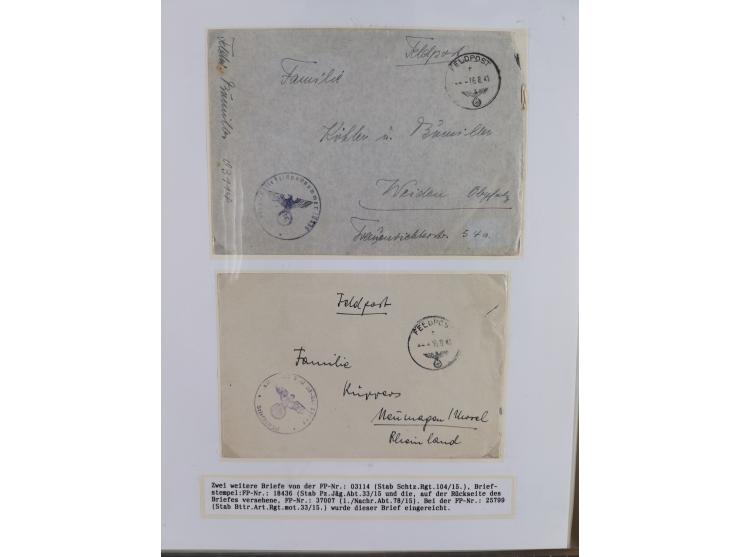 1941/46, interessante Sammlung “Der Krieg in der Wüste” mit vielen verschiedenen Einheiten und Feldpoststempeln, R-Dienstbrie