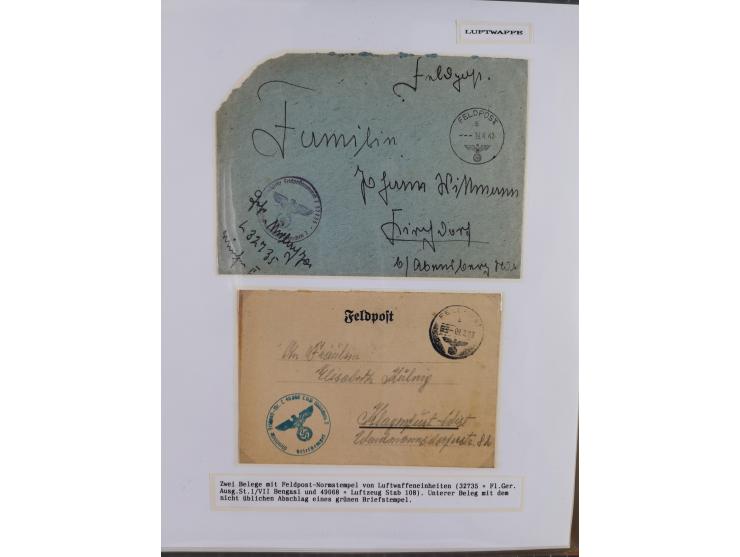 1941/46, interessante Sammlung “Der Krieg in der Wüste” mit vielen verschiedenen Einheiten und Feldpoststempeln, R-Dienstbrie
