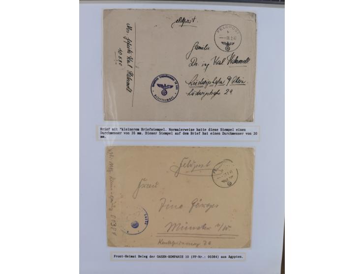 1941/46, interessante Sammlung “Der Krieg in der Wüste” mit vielen verschiedenen Einheiten und Feldpoststempeln, R-Dienstbrie