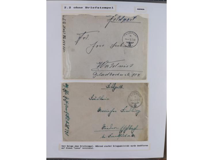 1941/46, interessante Sammlung “Der Krieg in der Wüste” mit vielen verschiedenen Einheiten und Feldpoststempeln, R-Dienstbrie