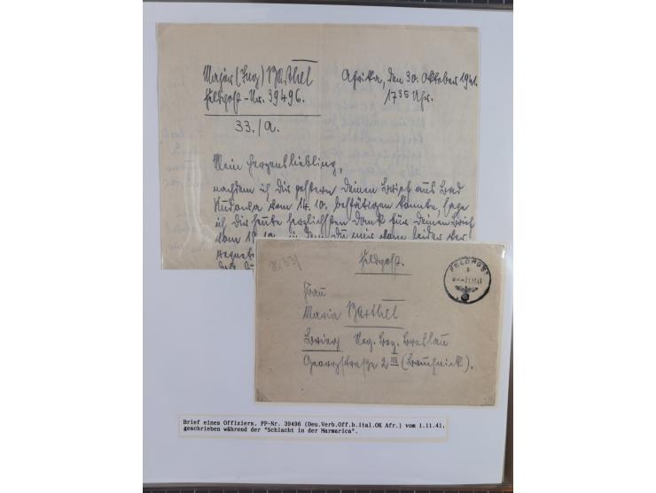 1941/46, interessante Sammlung “Der Krieg in der Wüste” mit vielen verschiedenen Einheiten und Feldpoststempeln, R-Dienstbrie