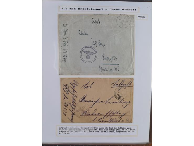 1941/46, interessante Sammlung “Der Krieg in der Wüste” mit vielen verschiedenen Einheiten und Feldpoststempeln, R-Dienstbrie