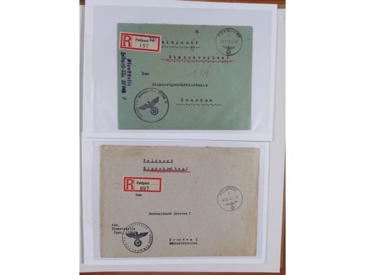 1941/46, interessante Sammlung “Der Krieg in der Wüste” mit vielen verschiedenen Einheiten und Feldpoststempeln, R-Dienstbrie